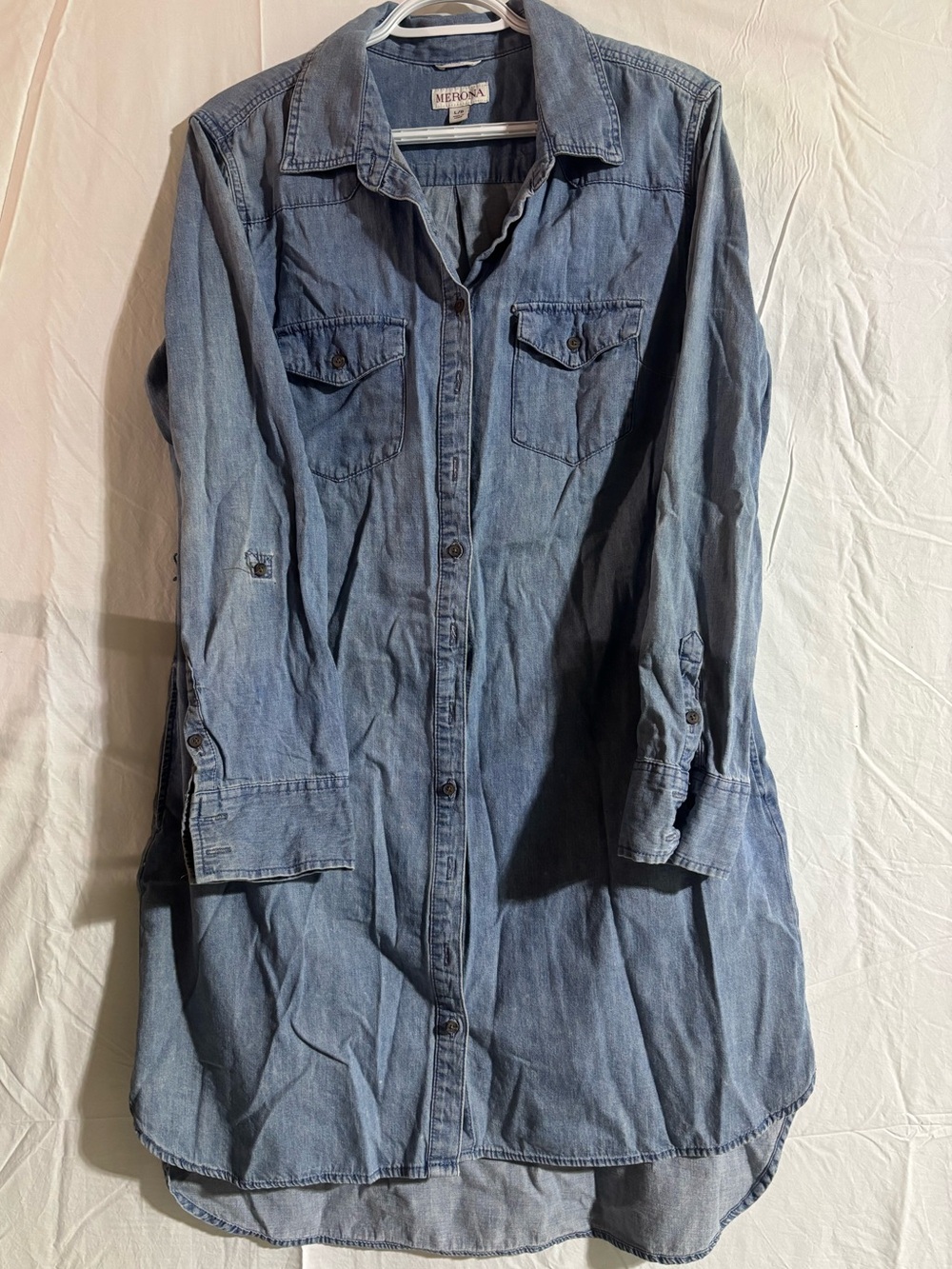 Merona Denim Tunic Shirt Jacket in Light Blue